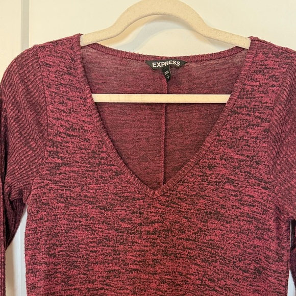 Express Women's Deep Red Long Sleeve Dress - Picture 3 of 6